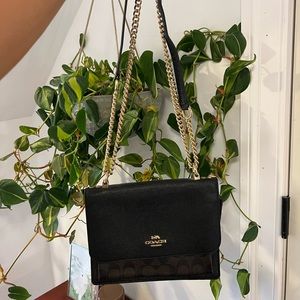 Black Coach Purse with Gold Chain